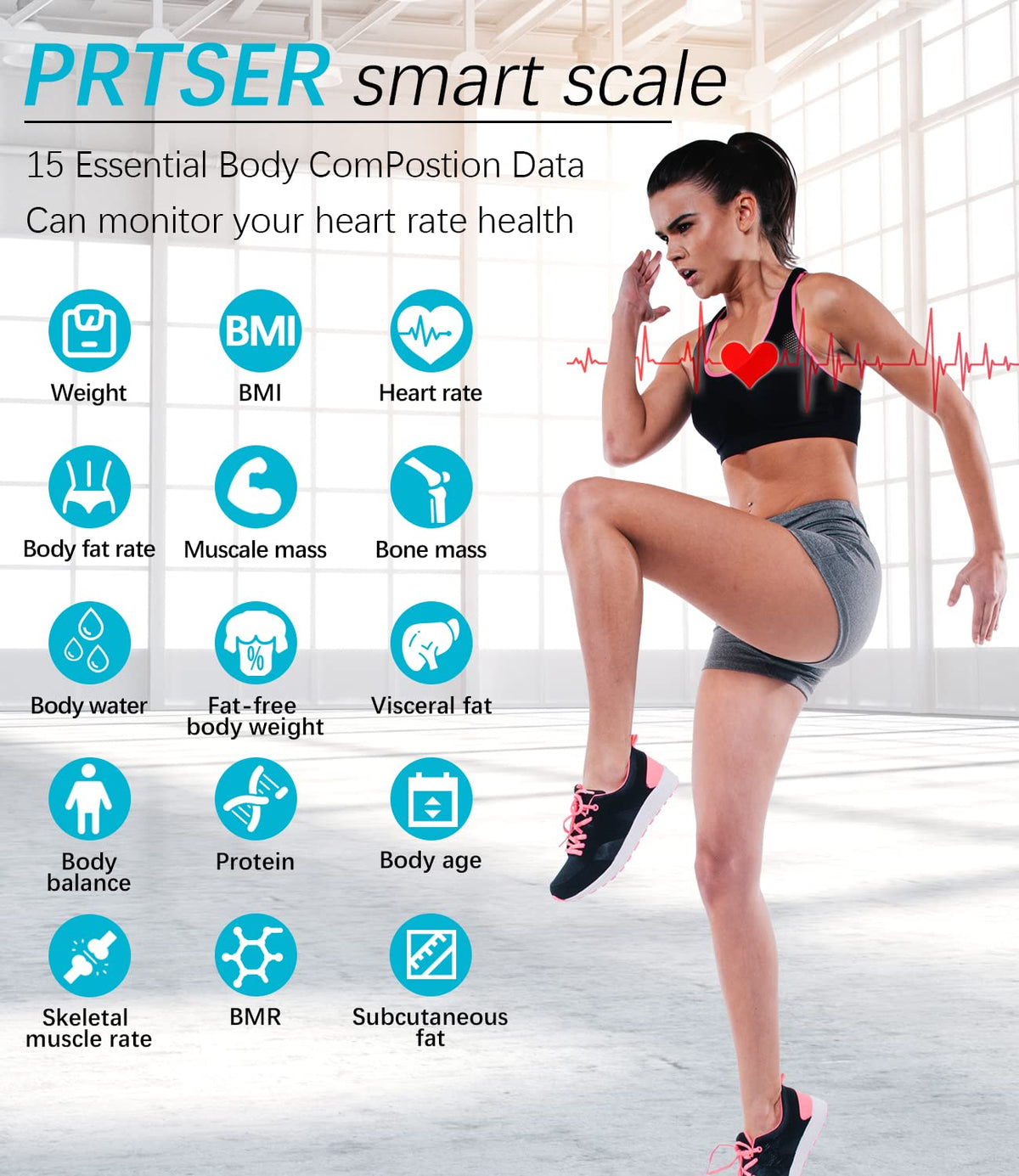 15 Data Bluetooth Body Fat Scale with Large Display P761