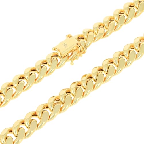 14k Yellow Gold 9mm Thick Miami Cuban Link Chain Necklace D862821