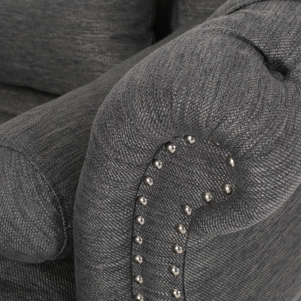 Dark Brown and Charcoal Tufted Chaise Lounge P6219