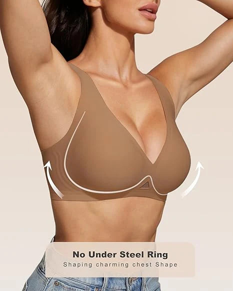 Wireless Deep V Neck Bra with Breathable Mesh Panels K65731