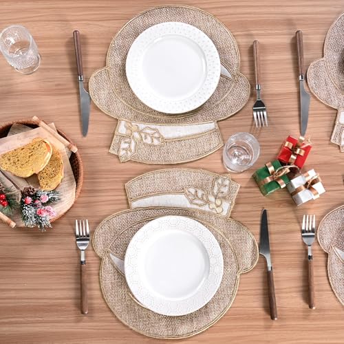 Set of 4 Burlap Christmas Placemats A71595