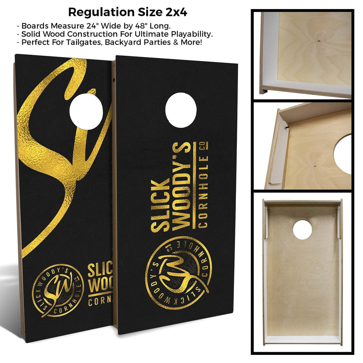 Black and Gold Cornhole Board Set with Carrying Case S5766