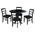 Solid Wood 5-Piece Dining Set with Drop Leaf Table and 4 Ladder Back Chairs C58687