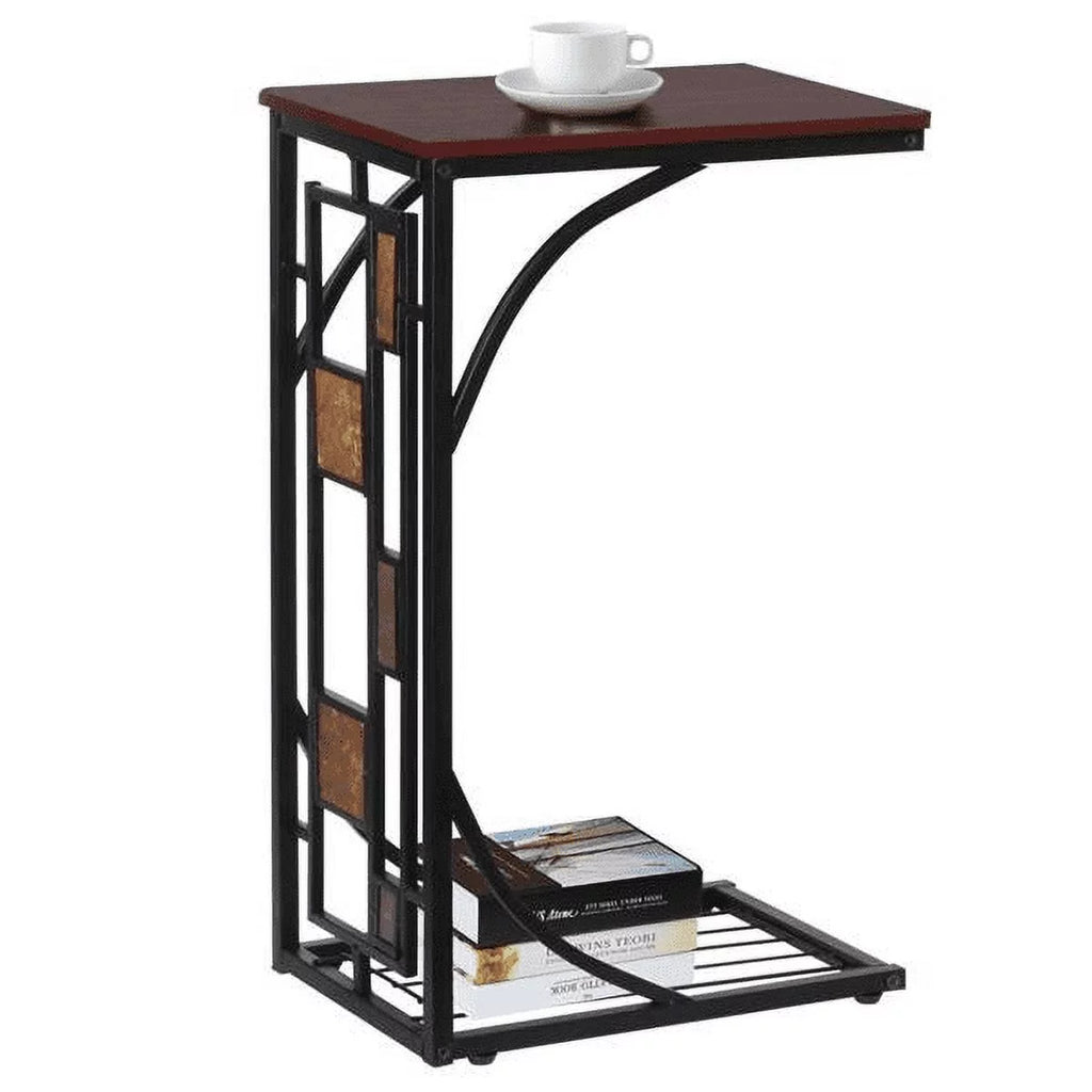 C-Shaped End Table with Geometric Pattern K763