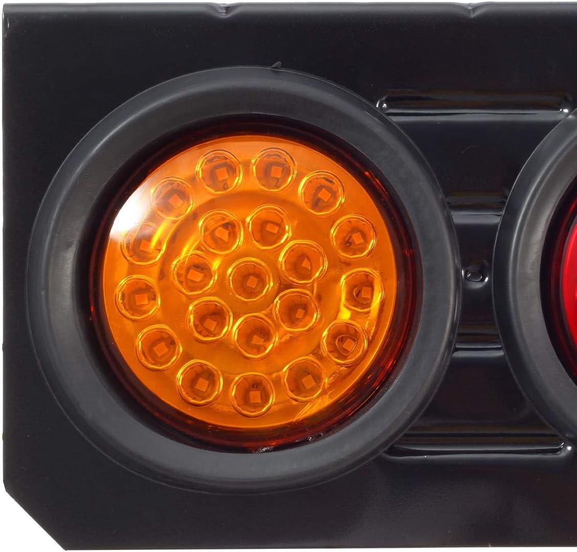 63 LED 4 Inch Round Trailer Tail Lights Bar Kit with Iron Bracket Base Waterproof 12V-30V (2pcs) S32986