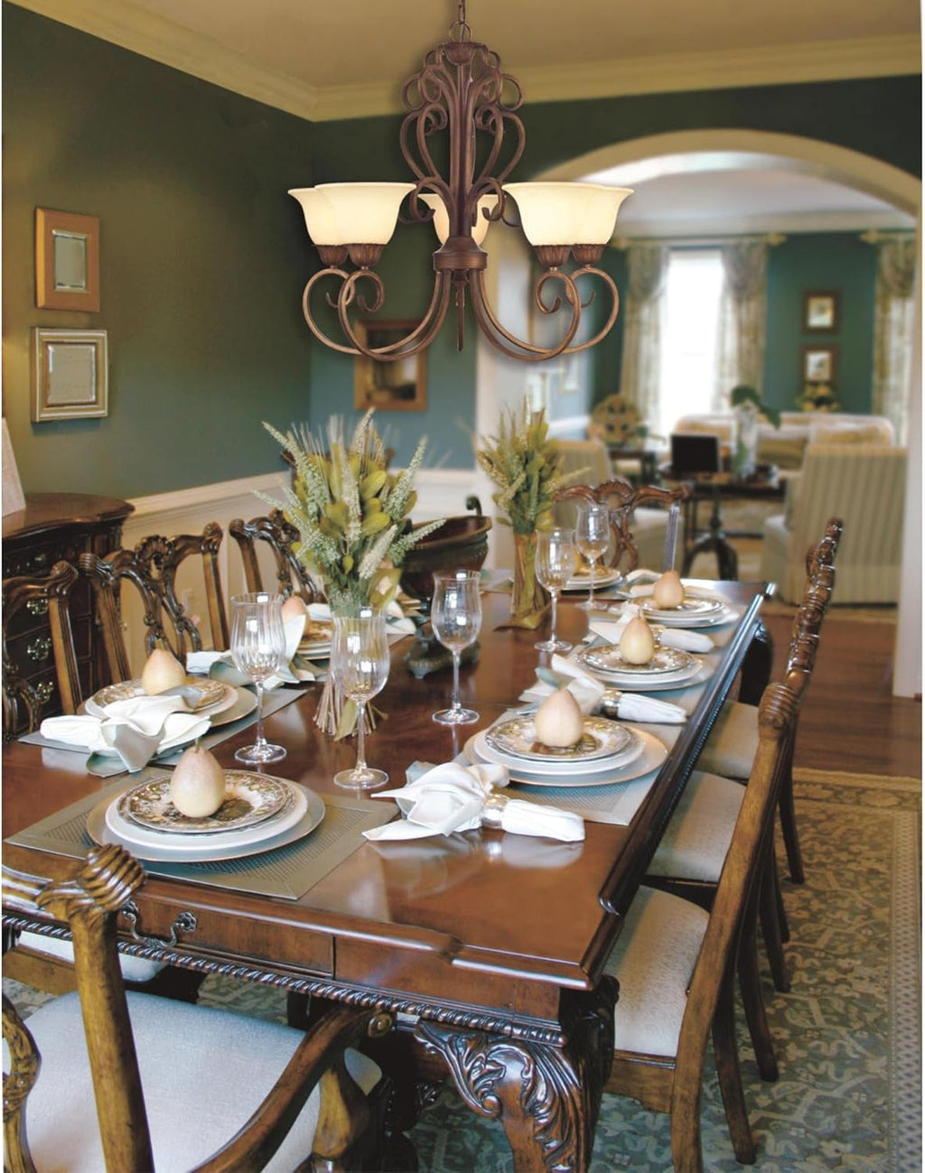 Ebony Gold Finish Five-Light Chandelier with Burnt Scavo Glass H476087