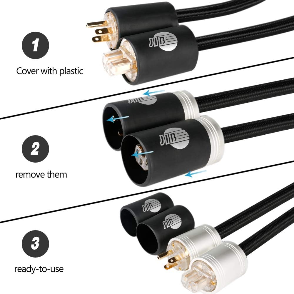 HiFi Power Cord, Male to Female Power Cable, US Plug, 3ft/1M S83014