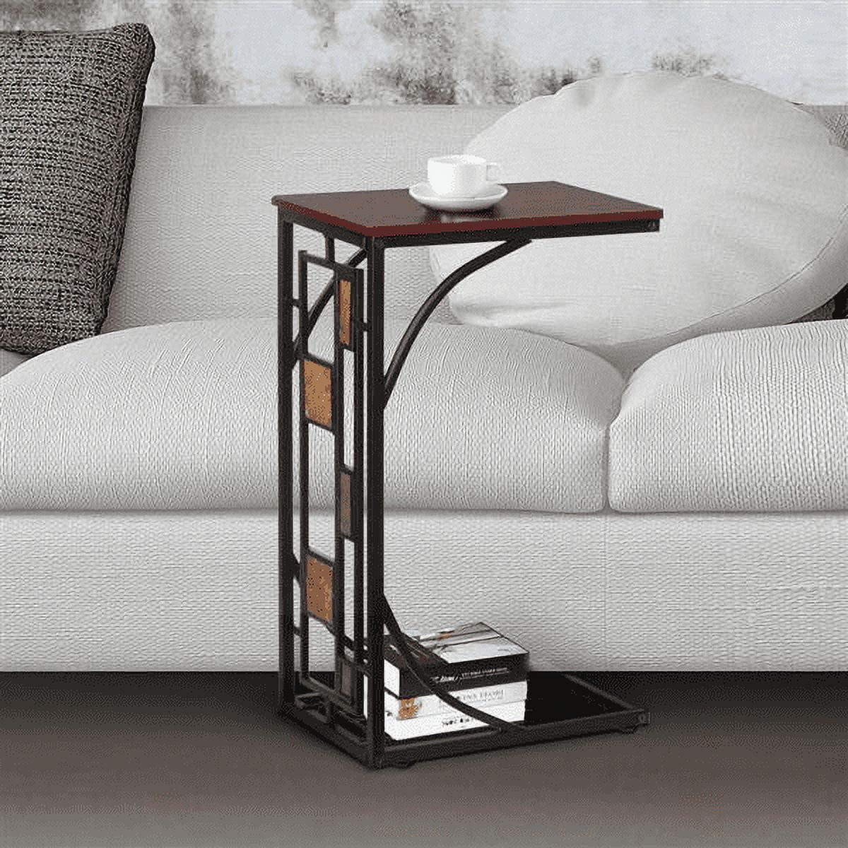 C-Shaped End Table with Geometric Pattern K763