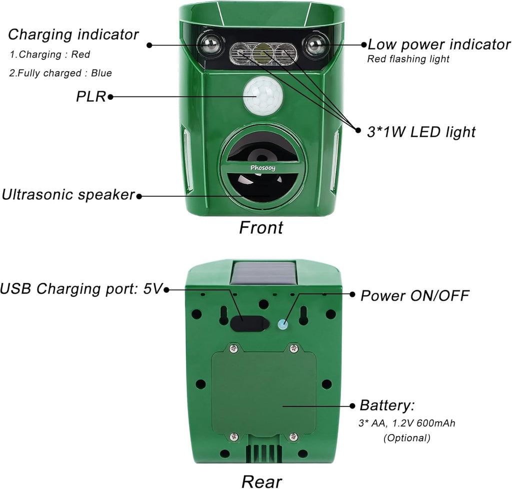 Ultrasonic Waterproof Solar Animal Repeller with Motion Sensor G916086