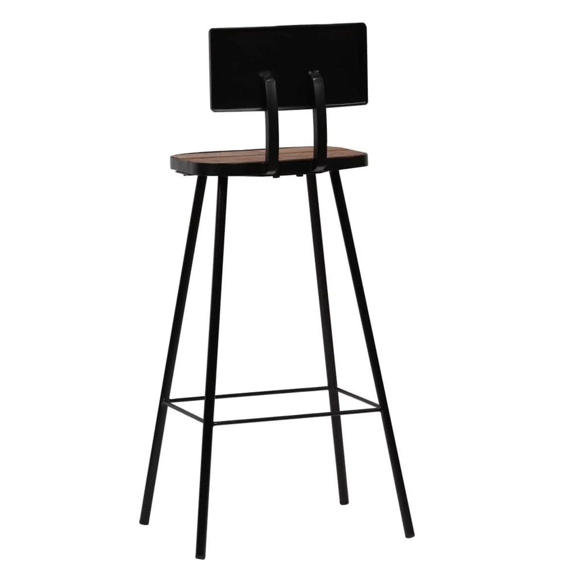 4 Piece Reclaimed Wood Bar Stools with Backrest Steel Frame F100