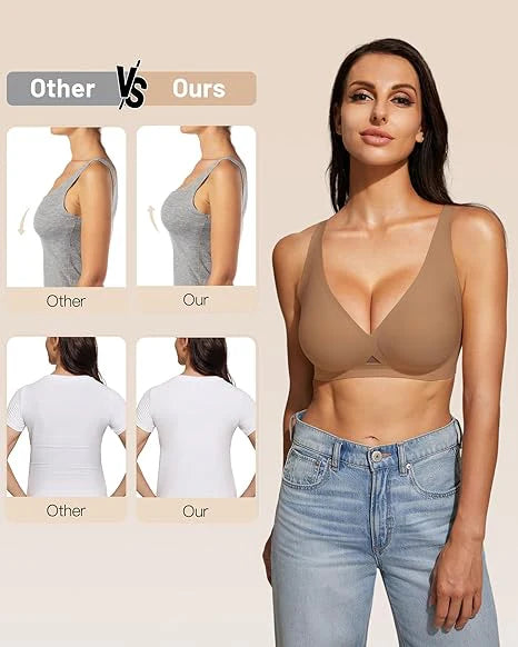 Wireless Deep V Neck Bra with Breathable Mesh Panels K65731