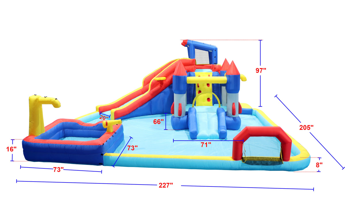 7-in-1 Inflatable Water Park with Splash Pool F1966