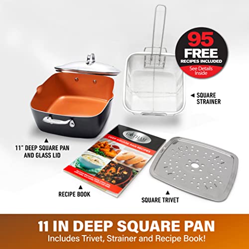 6 Quart Nonstick Copper Casserole Chef’s Pan & Stock Pot 4 Piece Set S66717