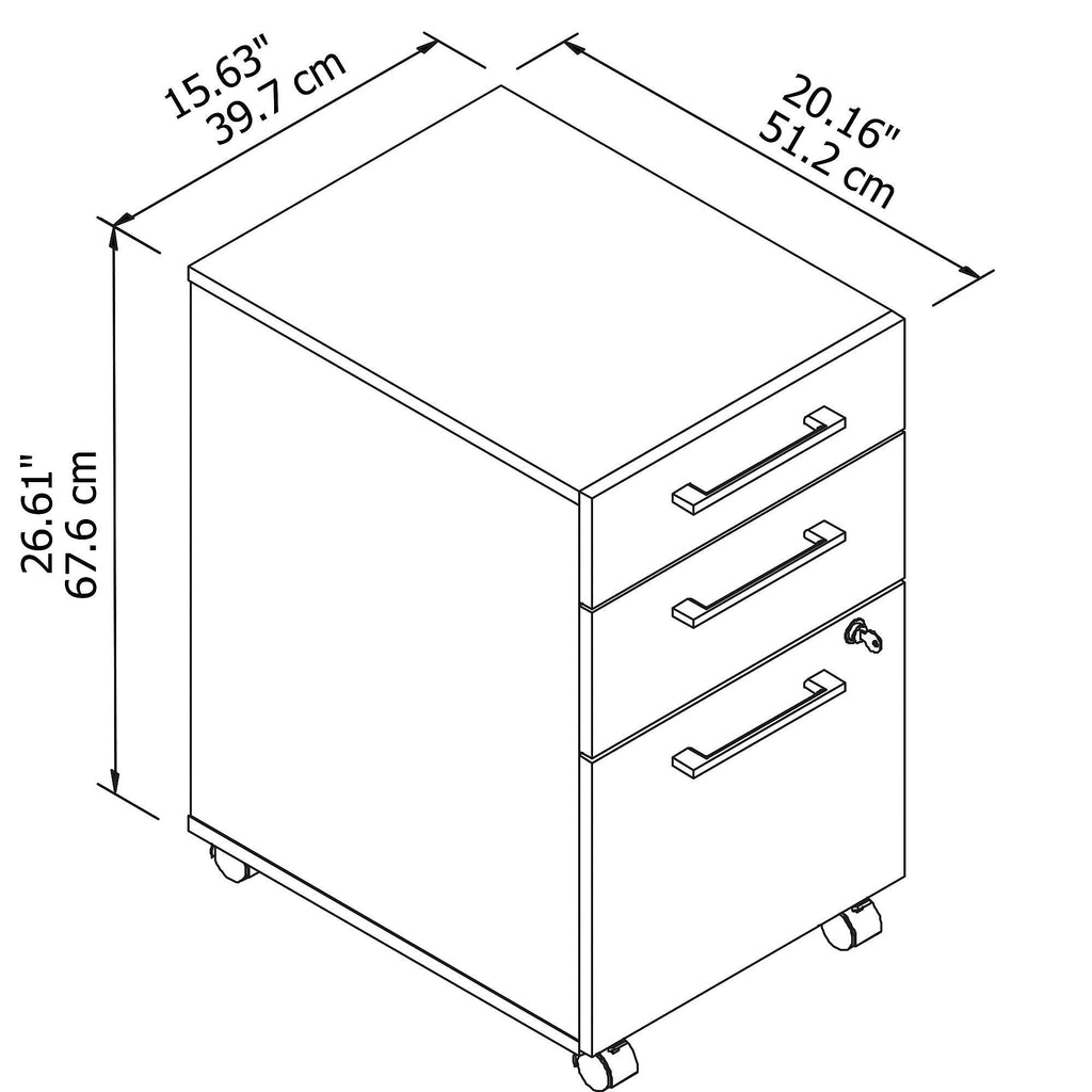 3 Drawer Mobile File Cabinet, Storm Gray W185