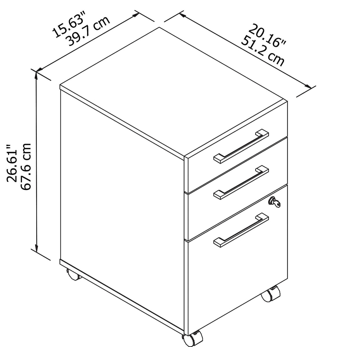 3 Drawer Mobile File Cabinet, Storm Gray W185