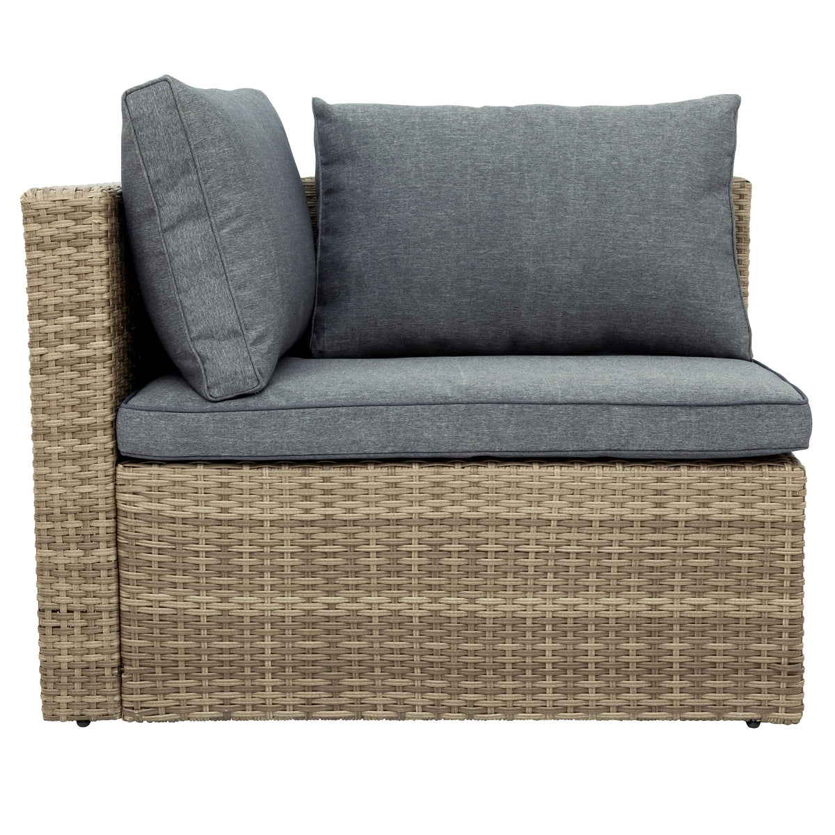Gray Wicker Rattan Patio Sectional Sofa Set with Ottomans and Cushions Q174271