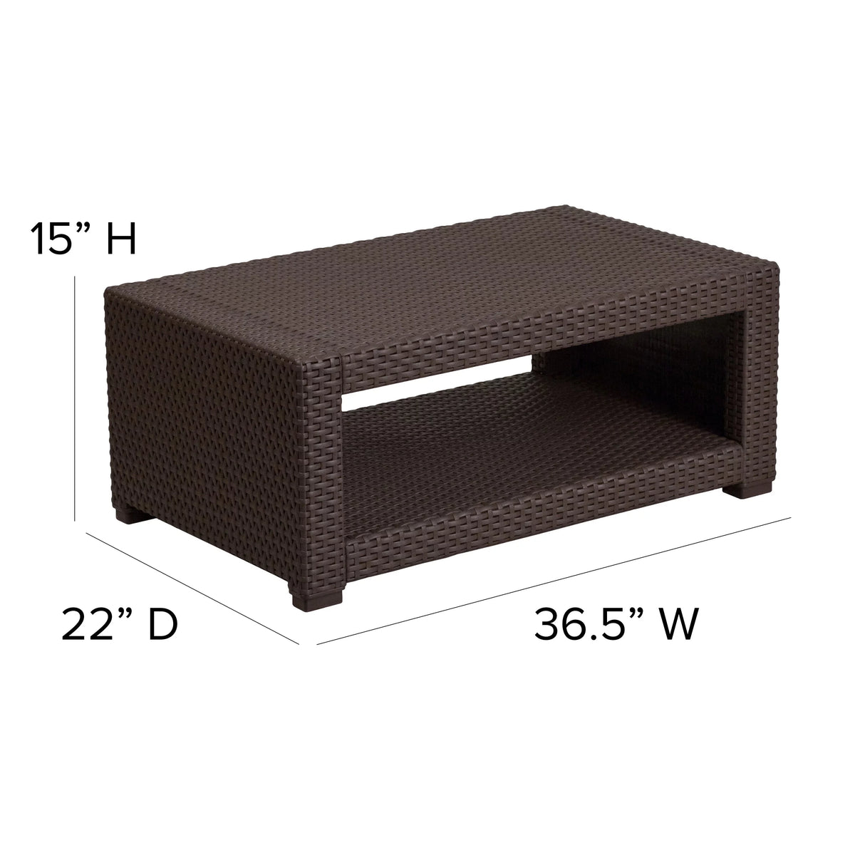 Chocolate Brown Faux Rattan Coffee Table Q3895