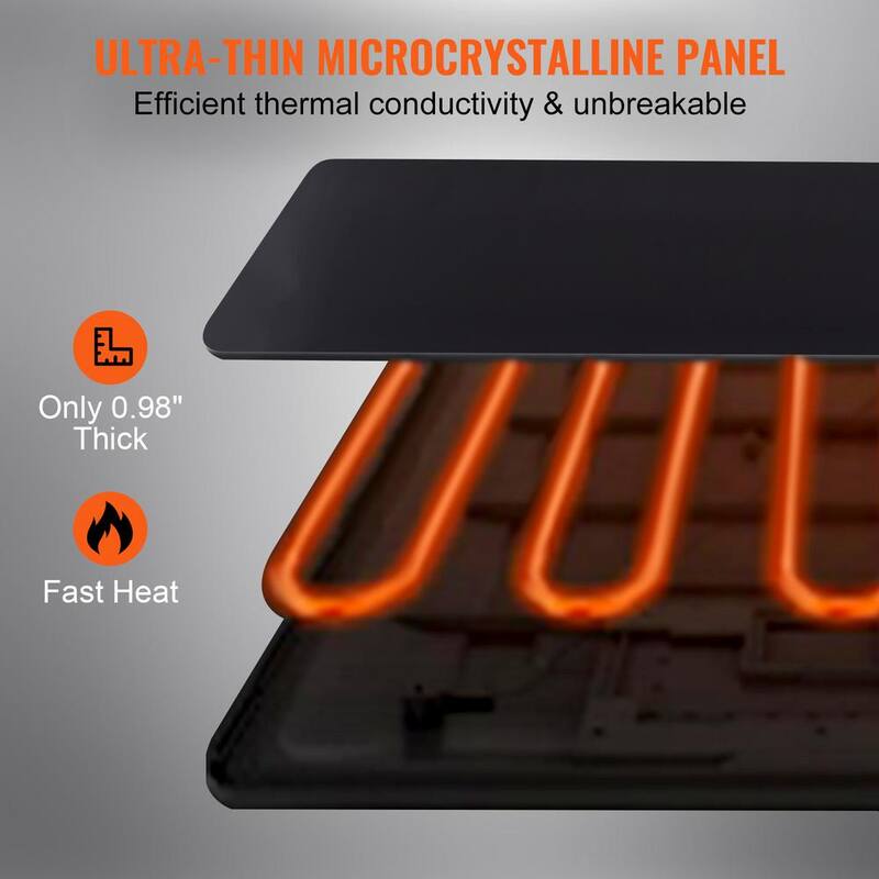 Black Portable Tempered Glass Electric Warming Tray F681732