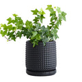 6 Inch Blue Ceramic Stoneware Planter Pot with Drainage Holes and Saucers Q499129