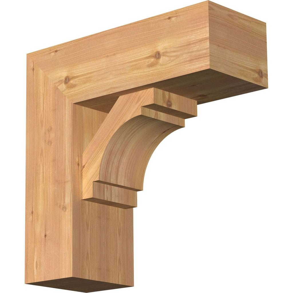 7 1/2x22W x 20x22D x 20x22H Merced Block Smooth Bracket w/ Offset Brace, Western Red Cedar D696