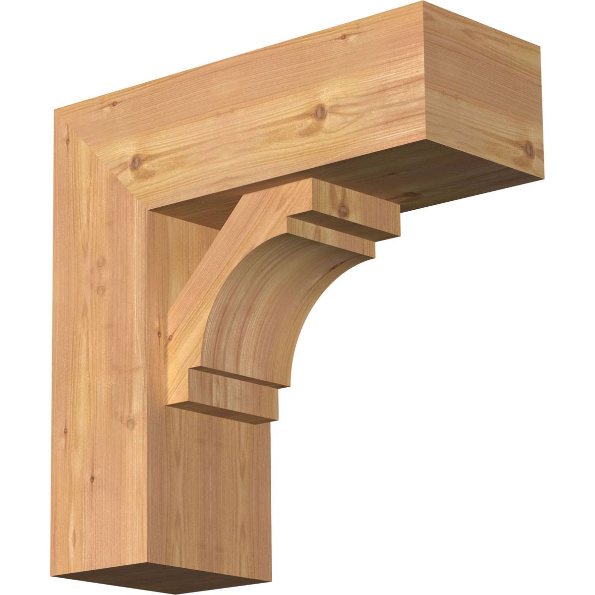 7 1/2x22W x 20x22D x 20x22H Merced Block Smooth Bracket w/ Offset Brace, Western Red Cedar D696