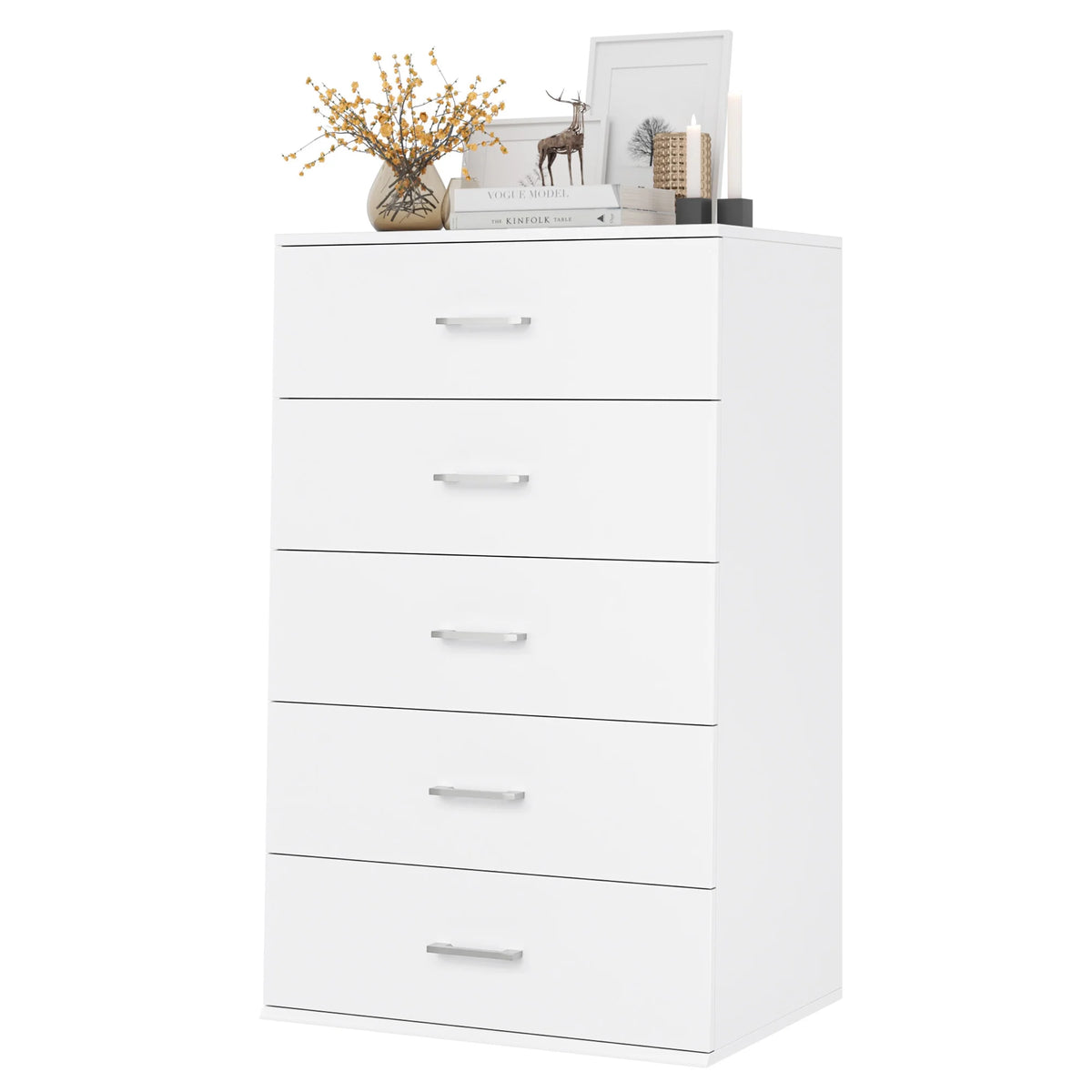 White 5 Drawer Wood Dresser A7312