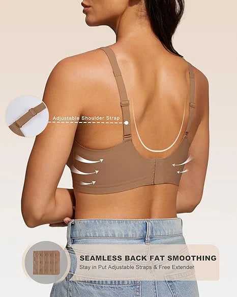 Wireless Deep V Neck Bra with Breathable Mesh Panels K65731