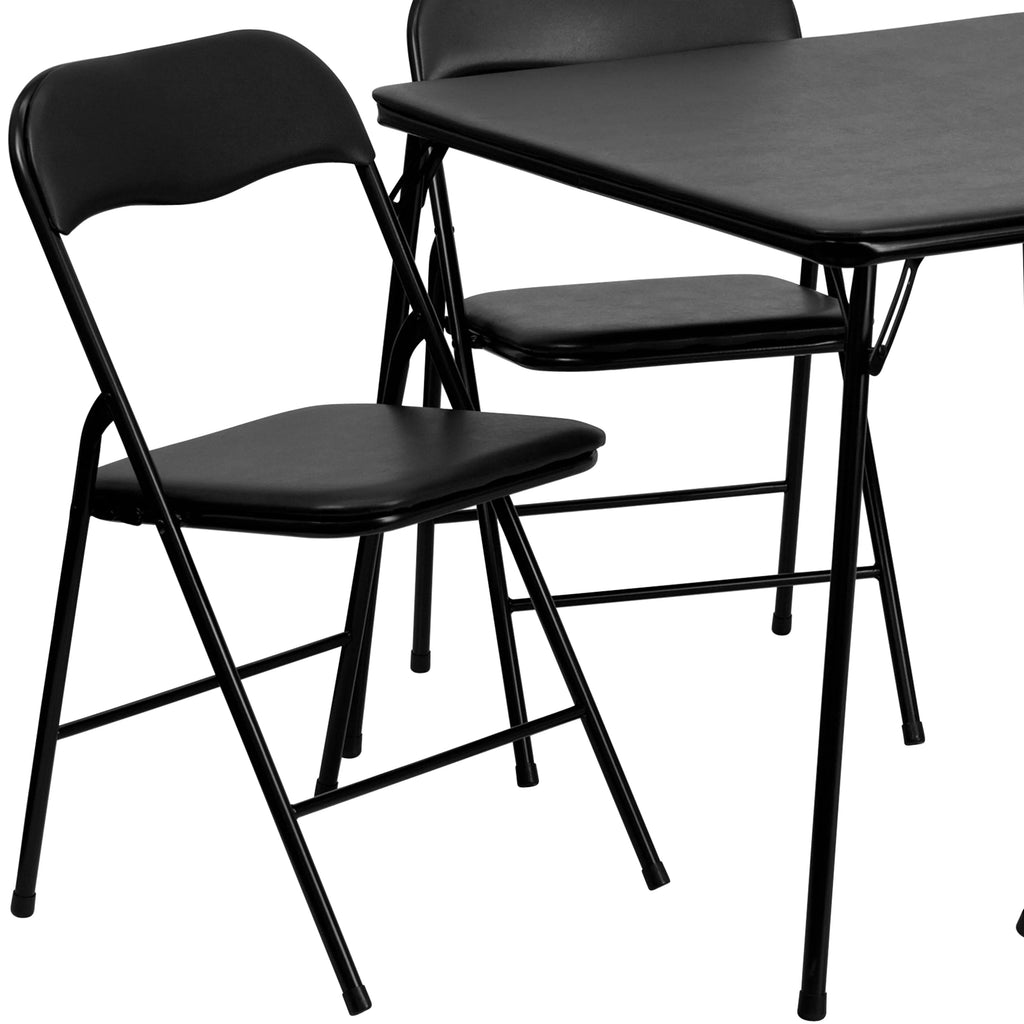 Black 5 Piece Folding Card Table and Chair Set S2848