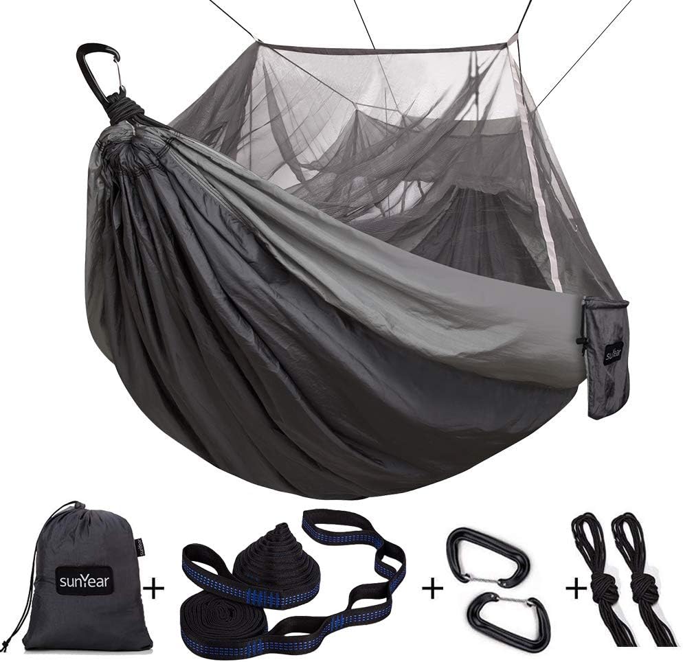 Portable Double Hammock with Net, 2 Person Hammock Tent with Straps O702333