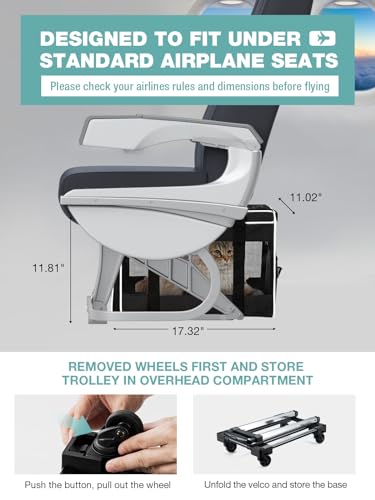 Black Rolling Pet Carrier with Wheels H128
