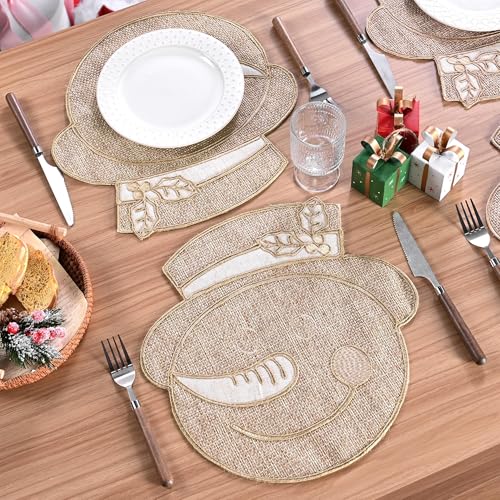 Set of 4 Burlap Christmas Placemats A71595
