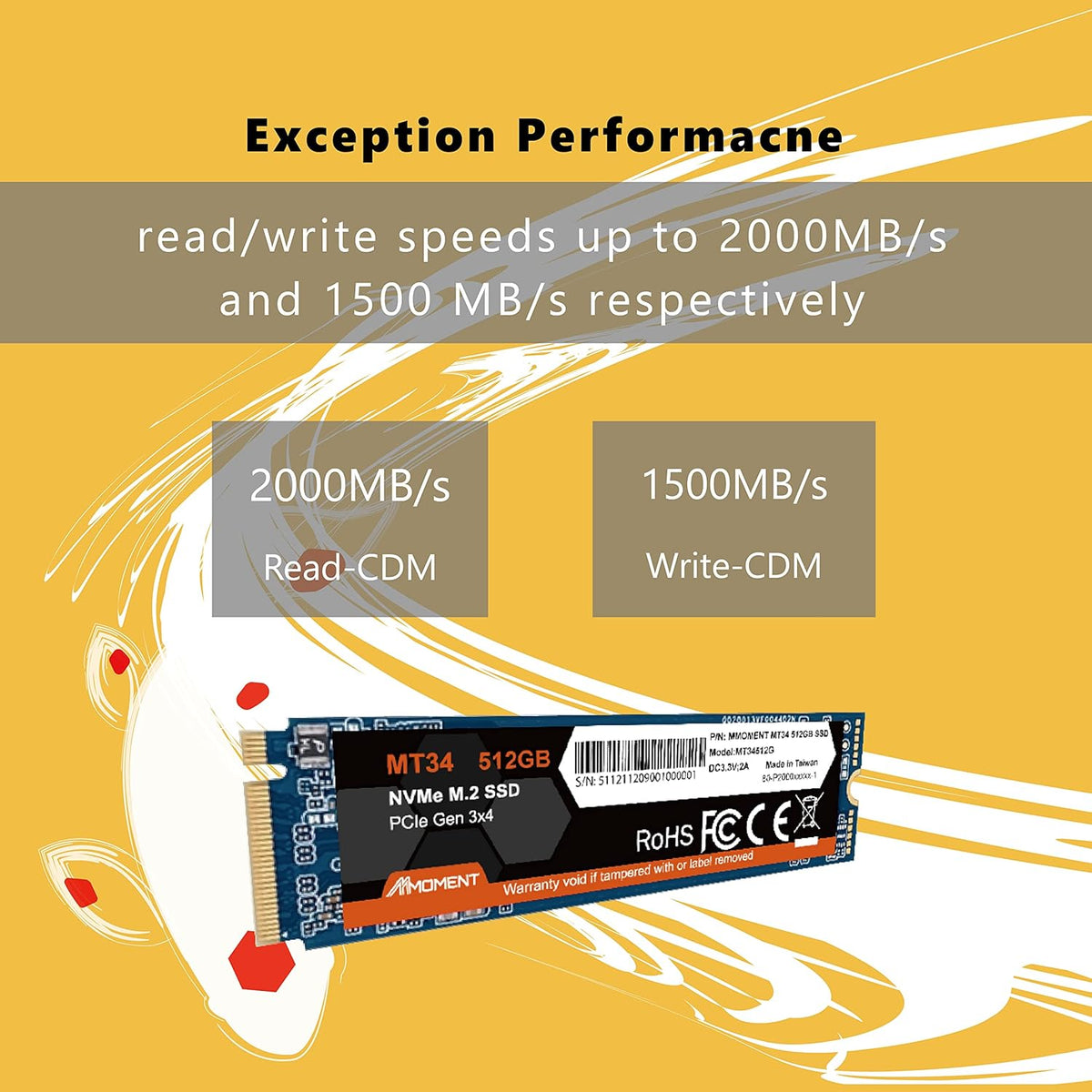 512GB NVMe M.2 2280 PCIe Gen 3x4 Solid State Drive Internal SSD Pack of 2 R436