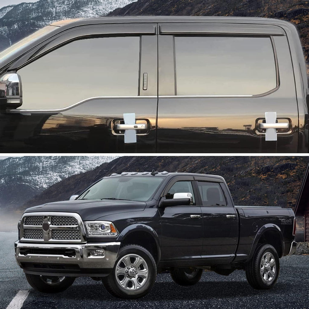 4-Piece Side Window Deflectors Rain Guards for Dodge Ram Crew Cab L71235