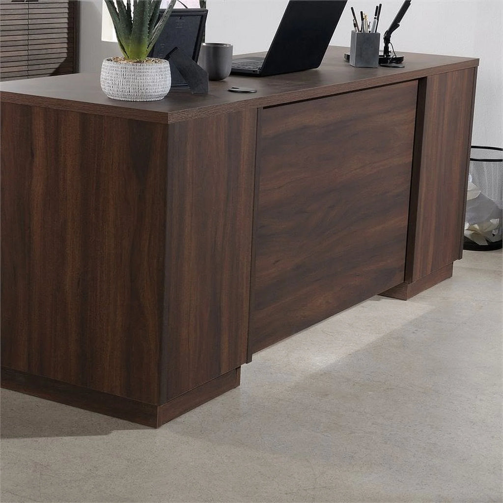 72" Wooden Computer Credenza Desk in Spiced Mahogany M467