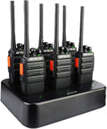 Case of 6 Portable Two Way Radios with Six-Way Multi Gang Charger D733