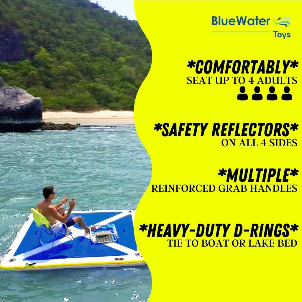 Blue Water Toys Four Person Inflatable Swim Deck with Non-Slip Surface, 8' x 6' C608