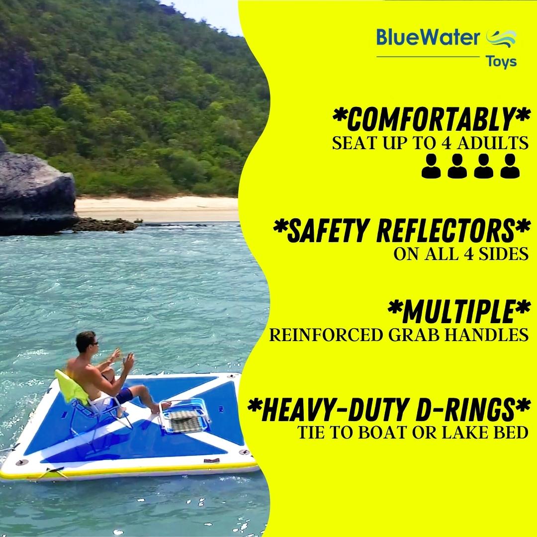 Blue Water Toys Four Person Inflatable Swim Deck with Non-Slip Surface, 8' x 6' C608