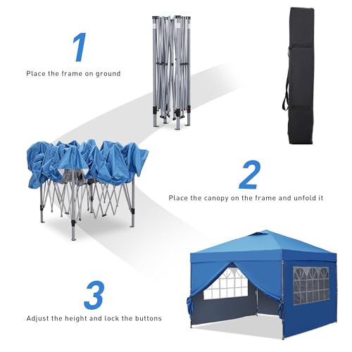 10x10ft Pop-up Canopy Tent with 4 Removable SideWalls B313