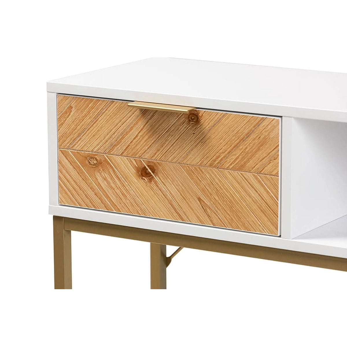 Oak Brown and White 1-Drawer Console W49413