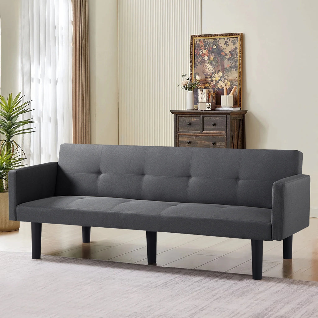Blue Faux Suede Futon Sofa Bed F400150