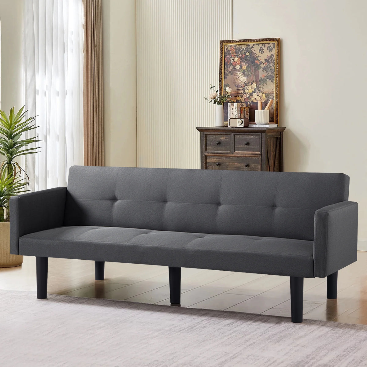 Blue Faux Suede Futon Sofa Bed F400150