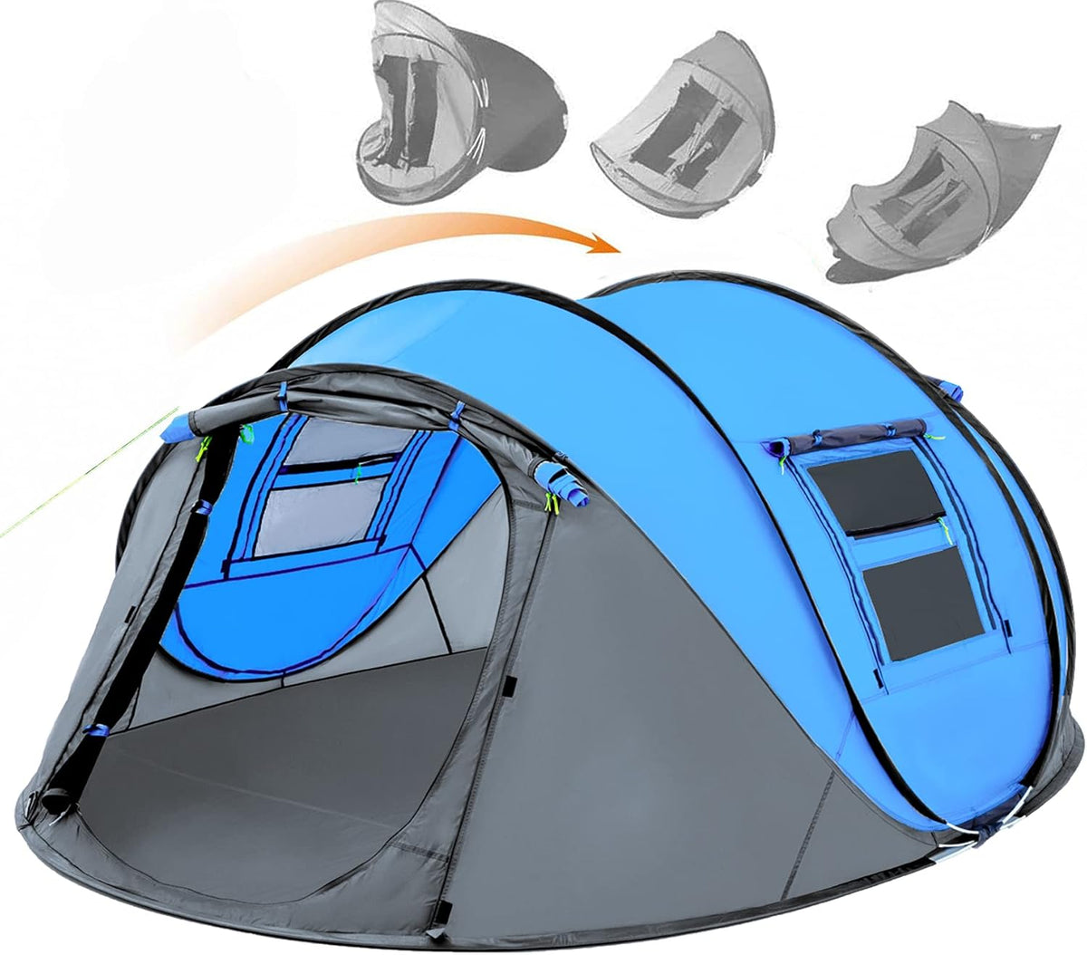 4 Person Waterproof Pop Up Tent with 2 Big Doors B7950