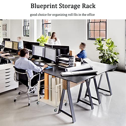 Metal Blueprint Storage Cart with Wheels 20 Slots Y4058
