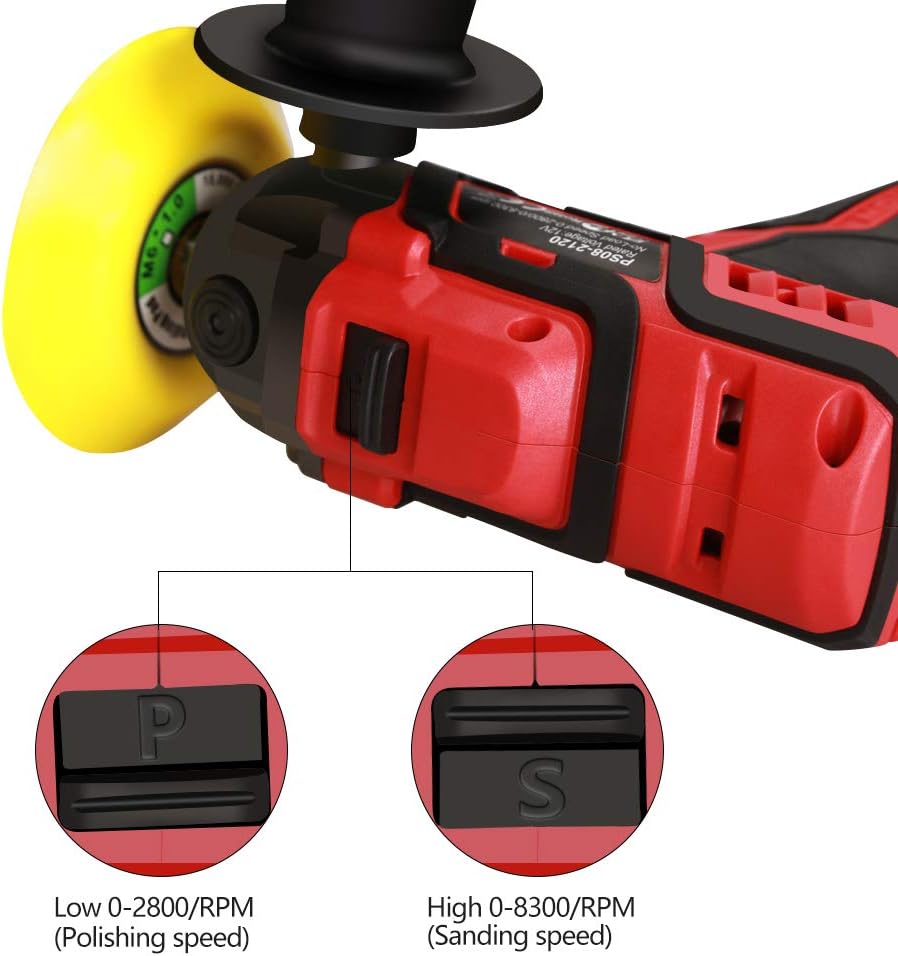 12V Cordless Car Polisher and Buffer with 1500mAh Li-ion Battery, Pack of 2 I1145