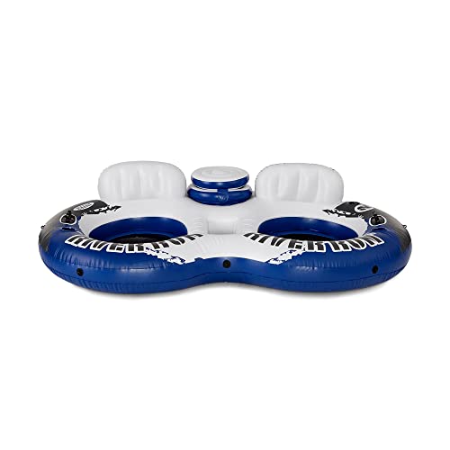 Inflatable Floating Lounge with Built-in Cup Holders and Grab Handles, Blue M500
