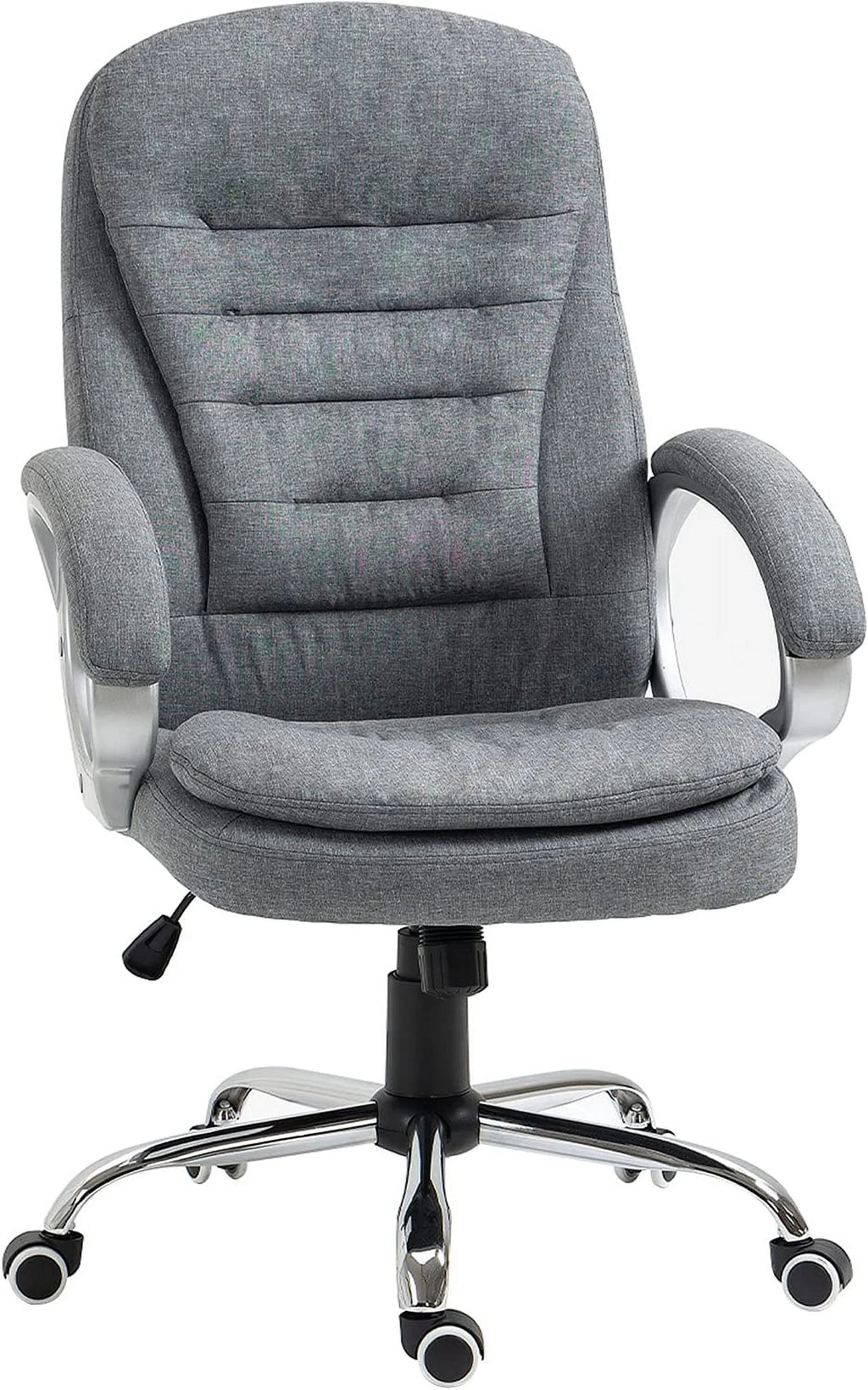 High Back Grey Upholstered Office Chair with Headrest and Armrest M6800