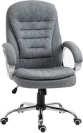 High Back Grey Upholstered Office Chair with Headrest and Armrest M6800