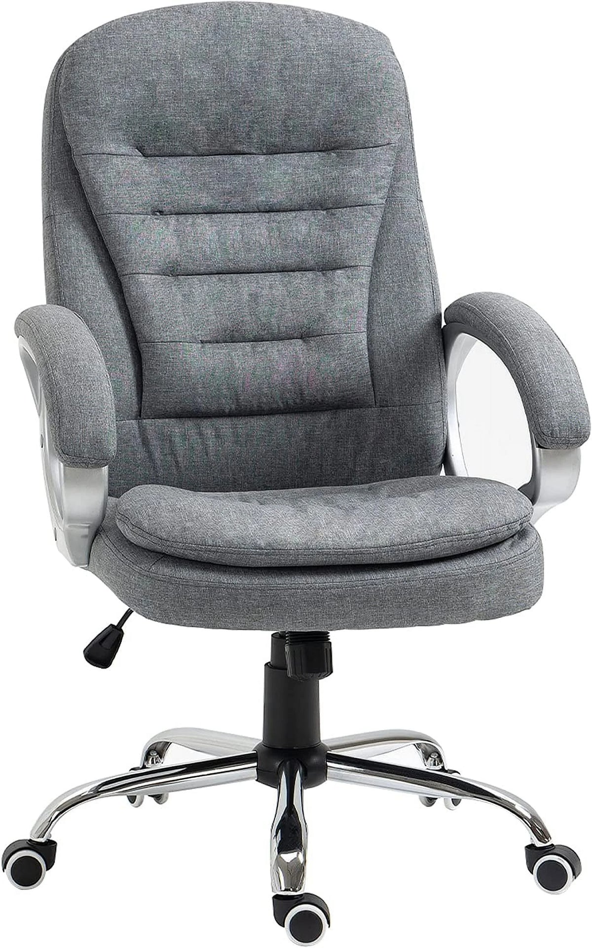 High Back Grey Upholstered Office Chair with Headrest and Armrest M6800