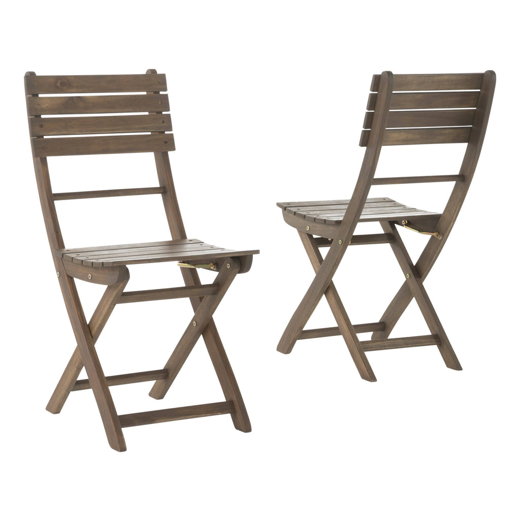 Grey Acacia Wood Foldable Dining Chairs (Set of 2) L623