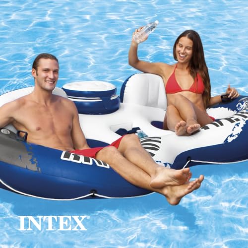 Inflatable Floating Lounge with Built-in Cup Holders and Grab Handles, Blue M500
